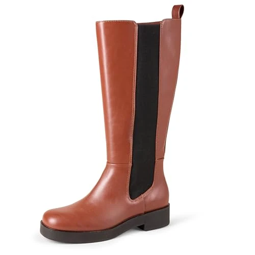 Limited-time offer: Amazon Essentials Women's Tall-Gusset Knee-High Boots, Chestnut Brown, 2.5 UK from 40.90 GBP to 40.90 GBP (save 0%)