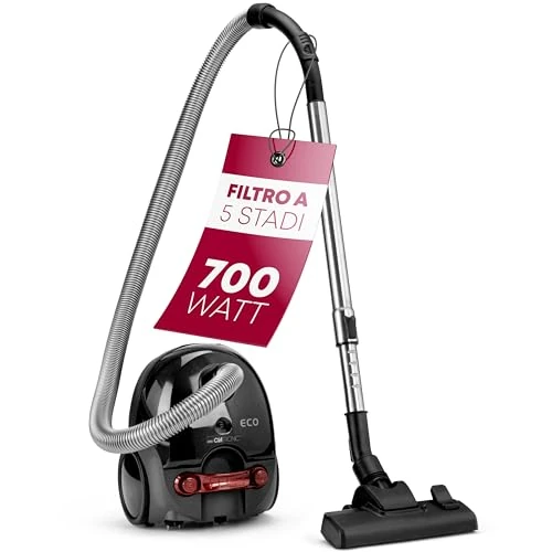 Clatronic Aspiradora 700 vatios de Ahorro de energía | con Sistema de microfiltro de 5 Pliegues | Cepillo para Suelos Reversible y Boquilla para cepillos/Rejillas | BS 1300 N Antracita