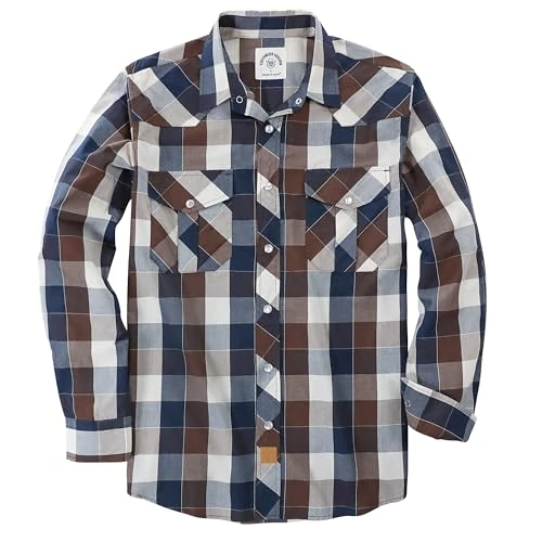 Limited-time offer: Dubinik® Pearl Snap Shirts for Men Long Sleeve Western Shirt for Men's Vintage Casual Plaid Cowboy Country Button from $39.99 to $39.99 (save 0.00%)