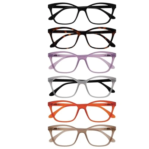 Offre limitée : OPULIZE KAT Lunettes de Lecture - Lot de 6 - Monture Œil-de-Chat - Plusieurs Couleurs - Hommes et Femmes - Charnières à Ressort - RRRRRR59-1257GU - +3.00 de 21.00 EUR à 21.00 EUR (remise 0%)