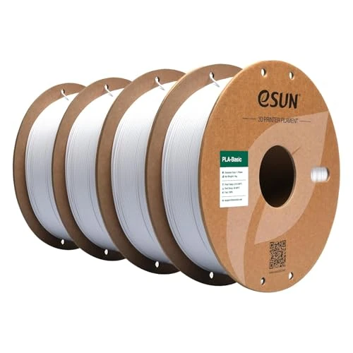 eSUN PLA Filament 1,75 mm, PLA Basic Filament do szybkich drukarek 3D Dokładność, 1kg na szpulę, 4 szpule szybki filament PLA do szybkich drukarek, Zimny biały
