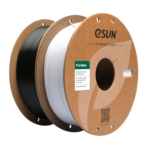 eSUN PLA Filament 1.75mm, PLA Basic Filament Précision Dimensionnelle +/- 0.05mm, 1KG par Bobine, 2 Bobines Filament pour 3D Imprimantes,Blanc Froid et Noir