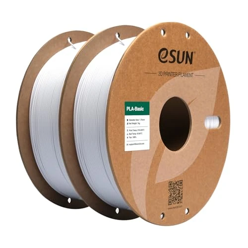 Beperkte aanbieding: eSUN PLA filament 1.75mm, PLA Basis 3D printer filament dimensionale nauwkeurigheid +/- 0.03mm, 1KG per spoel, 2 spoelen Snel PLA Filament voor 3D Printers, Koud Wit van 29.99 EUR naar 29.99 EUR (besparing 0%)