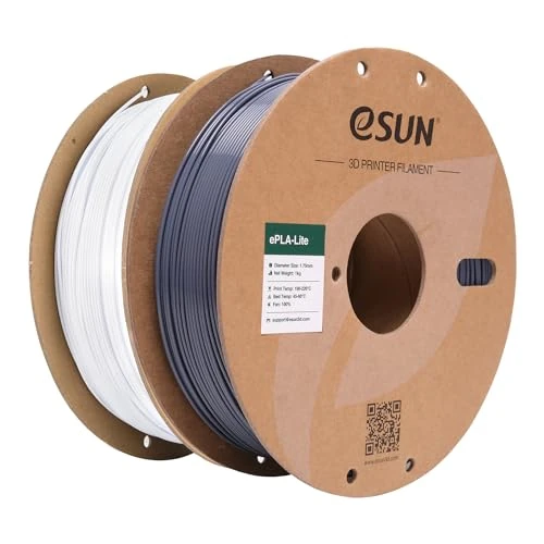 eSUN PLA Filament 1,75 mm, niestandardowy filament do drukarek 3D PLA, dokładność wymiarowa +/- 0,03 mm (2KG-Szary + chłodny biały)