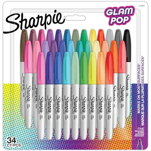 Offerta a tempo: Sharpie Glam Pop Pennarelli indelebili | Punta fine per dettagli decisi | Colori assortiti | 34 pennarelli - 23% da 21.98 € a 16.99 €