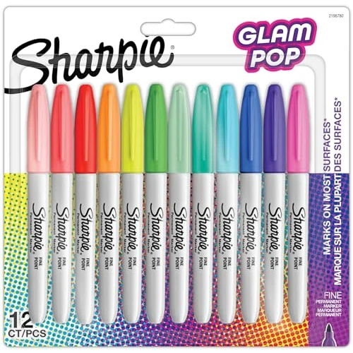 Limited-time offer: Sharpie Glam Pop Permanent Markers | Fine Point for Bold Details | Assorted Vibrant Colours | 12 Marker Pens from 14.26 £ to 14.26 £ (save 0.00%)