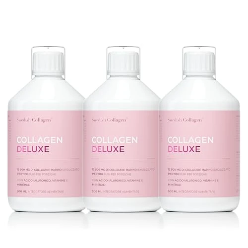 Offerta a tempo: Swedish Collagen Deluxe 12.500mg Collagene Marino 500ml x3, 8 sett. - 29% da 149.97 € a 107.00 €