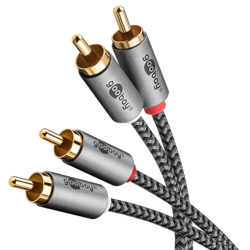 Offerta a tempo: goobay 65295 - Cavo stereo RCA da 5 m, 2 connettori RCA a 2 connettori RCA, per amplificatore Blu Ray HiFi stereo/in tessuto placcato oro - 0.00% da 14.99 € a 14.99 €