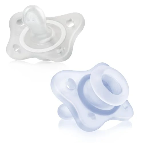 Chicco PhysioForma Silikon-Schnuller 0-2 Monate, 2 Stück, Schnuller-Set 0-2 Monate, unterstützt die physiologische Atmung und fördert die richtige Entwicklung des Mundes, blau