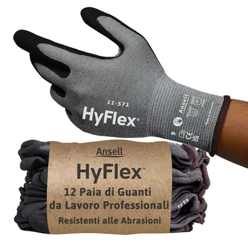 Oferta limitada: Ansell HyFlex 11-571 Guantes Trabajo Anticortes, Diseno Ultraligero con Recubrimiento Nitrilo Antiabrasion, Guantes Seguridad Cortes, Hombre y Mujer, Negro, Talla L 12 Pares, 9 (L) de 124.95 € a 124.95 € (ahorro 0.00%)