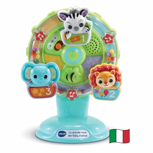 VTech Baby Ruota Panoramica, Gioco Interattivo Bambino con Sensore di Movimento e Stelle Colorate, Supporto con Ventosa, più di 45 Canzoni e Suoni, Lingua Italiana, Batterie Incluse, 6-36 Mesi