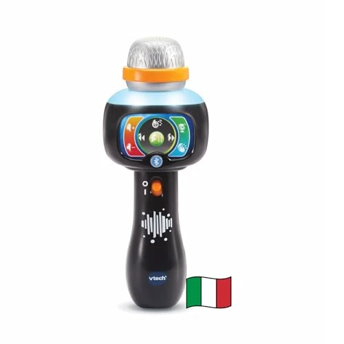 VTech Magic Show Microphone, Karaoke Microphone for Children with 15 Songs, 5 Fun Voice Filters, Bluetooth, Volume Adjustment, Italian Language, Batteries Included, 2-5 Years