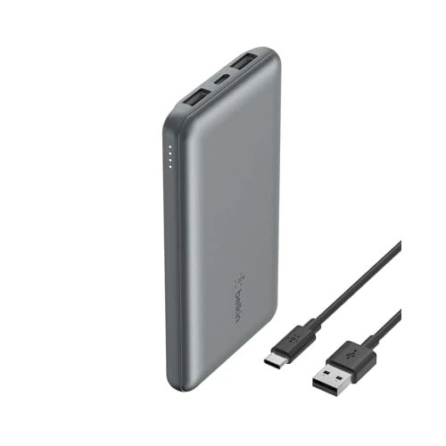Offre limitée : Belkin Batterie Externe 10000mAh, Chargeur Externe, 1 Port USB-C et 2 Ports USB-A, jusqu'à 15 W, câble USB-A vers USB-C, Batterie Portable, Power Bank pour iPhone, Galaxy, Pixel, iPad- Gris sidéral de 15.04 EUR à 13.99 EUR (remise 7%)