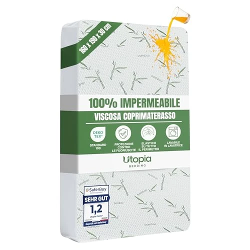 Utopia Bedding Protège Matelas 160 x 190 x 30 cm Imperméable, Viscose de Premium Alèse Drap Housse, Certifié Oeko-Tex, Matelas Couvre, Respirant, Élastique Tout Autou
