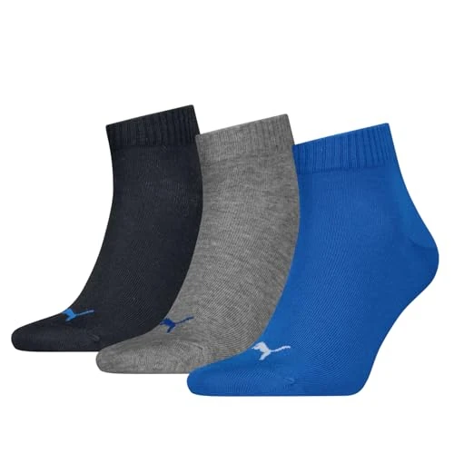 Offerta a tempo: PUMA QUARTER PLAIN 3P, Calzini Unisex - Adulto, Blue/Grey Melange - New, 35-38 - 0.00% da 14.99 € a 14.99 €