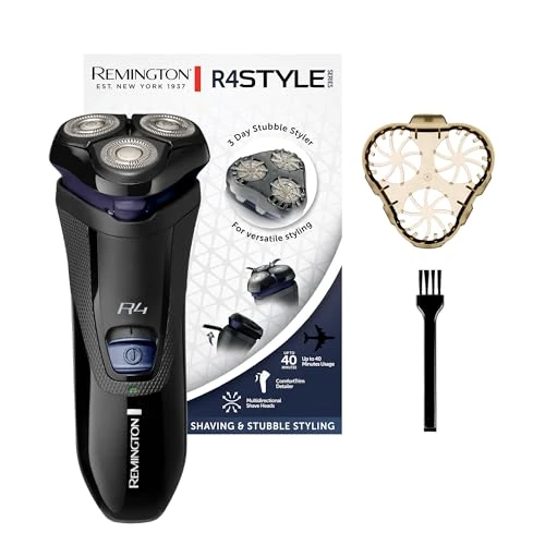 Offerta a tempo: Remington Rasoio Elettrico Barba R4 Style Series Rotary Shaver, Rasoio Elettrico a Testine Rotanti, Lame Flessibioli a Doppia Traccia, Styler per Barba, R4002 - 28% da 39.00 € a 27.90 €