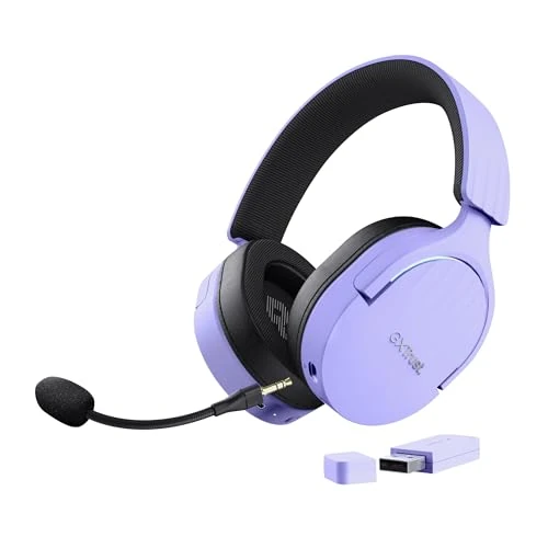 Offerta a tempo: GXTrust 491P Fayzo Cuffie Gaming Wireless Bluetooth + 2.4 GHz, Audio Surround 7.1, Batteria da 22 Ore, 35% Plastica Riciclata, RGB Cuffie Bluetooth Over Ear PC PS5 PS4 Switch - Porpora - 40% da 69.99 € a 42.07 €