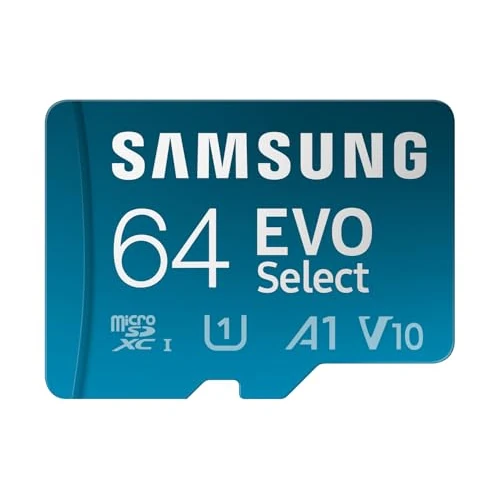 Samsung EVO Select (2024) Tarjeta microSD + Adaptador SD, 64 GB, Tarjeta de Memoria para Smartphone y Tablet, UHS-I U3, 4K UHD, Full HD, Lectura 160 MB/s, MB-ME64SA/EU