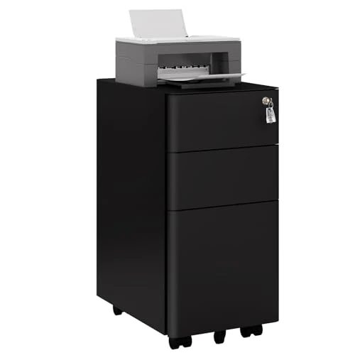 Oferta limitada: WOLTU Cajonera de Oficina Móvil, Archivador de 3 Cajones, Cajonera Metalica con Ruedas, Mueble Oficina, Organizador con Cerradura y Llave para Cartas y Documentos, Negro, 30x45x60 cm, ASK10sz de 116.99 EUR a 93.59 EUR (ahorro 20%)