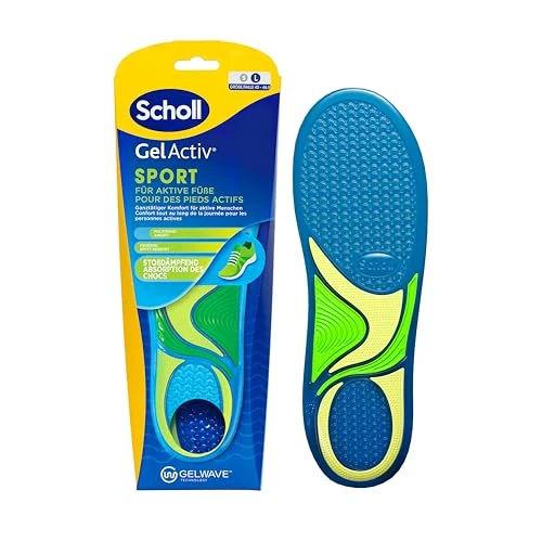 Offerta a tempo: Scholl GelActiv Solette sportive da uomo, comode solette da corsa, per piedi freschi e freschi, super assorbimento degli urti e sospensioni con tecnologia GelWave, taglia 40,5-46 - 34% da 15.29 € a 10.12 €