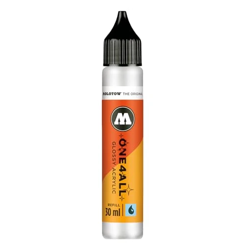 Molotow One4All Refill acrilico 30 ml (inchiostro per ricarica di marcatori acrilici, ad alta copertura e permanente, ad asciugatura rapida, per quasi tutte le superfici) 251 bianco lucido