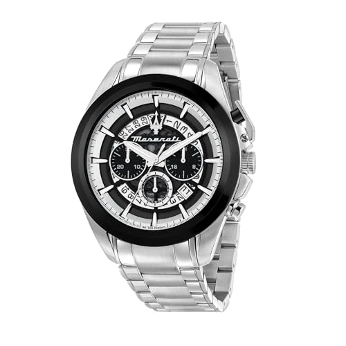 Maserati Zegarek męski, chronograf, analogowy, stalowy pasek, kolekcja Traguardo - R8873612059, Wielobarwny, 45.00, bransoletka