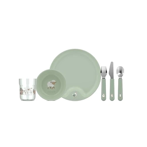 Offerta a tempo: Mepal Mio - Set di stoviglie per bambini - 6 pezzi - con piatto - ciotola - tazza e posate, regalo per bambini - lavabile in lavastoviglie - Little Farm - 8% da 26.99 € a 24.96 €