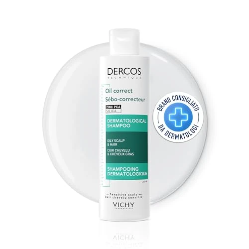Vichy Dercos, Shampoo Sebo Regolatore Trattante, Per Capelli Grassi, Azione Purificante, Capelli Più Voluminosi, Senza Appesantire, Con Complesso Sebo-Normalizzante, 200 ml