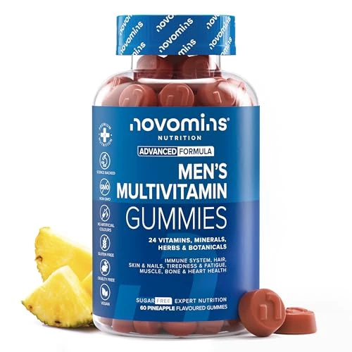 Limitiertes Angebot: Multivitamin Hochdosiert Gummibärchen - Alternative zu Multivitamin Tabletten mit Vitamin C, D, E, Ginseng, Zink, Biotin - 24 Vitamine für Männer - Immunsystem Stärken - 60 Gummies - Novomins von 19.99 EUR auf 10.19 EUR (Spare 49%)