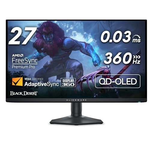 Limited-time offer: Alienware AW2725DF 27 Inch QHD (2560x1440) Gaming Monitor, 360Hz, QD OLED, 0.03ms, AMD FreeSync Premium Pro, 99.3% DCI-P3, HDR400, USB-C, 2x DisplayPort, HDMI, 4x USB, 3 Year Warranty from 619.97 GBP to 619.97 GBP (save 0%)