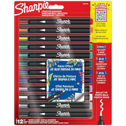 Tijdelijke aanbieding: Sharpie Creative Marker Acrylverfmarker | Ronde punt | Verfmarkers op waterbasis | Inkt loopt niet door en geschikt voor de meeste oppervlakken | Diverse kleuren | 12 stuks van 30.25 € naar 9.79 € (68% korting)