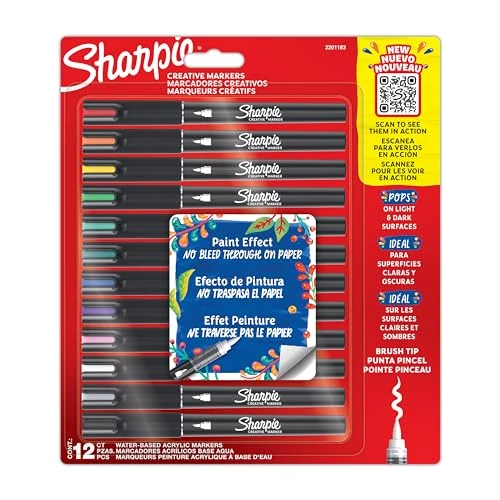 Zeitlich begrenztes Angebot: Sharpie Creative Marker Acryl-Farbstifte | Wasserbasierte Farbmarker mit Pinselspitze | Bastel- & Künstlerbedarf | gemischte Farben | 12 Stück von 19.00 € auf 16.09 € (15% Rabatt)