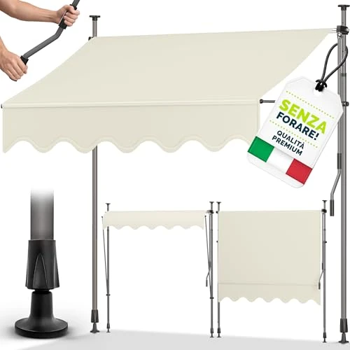 Offerta a tempo: tillvex Tenda da Sole a Bracci con Manovella | Protezione Balcone, Regolabile, Senza Forare, a Manovella | Tenda resistente per Esterno ai raggi UV e regolabile in Altezza (300cm, Sabbia) - 16% da 109.79 € a 92.22 €