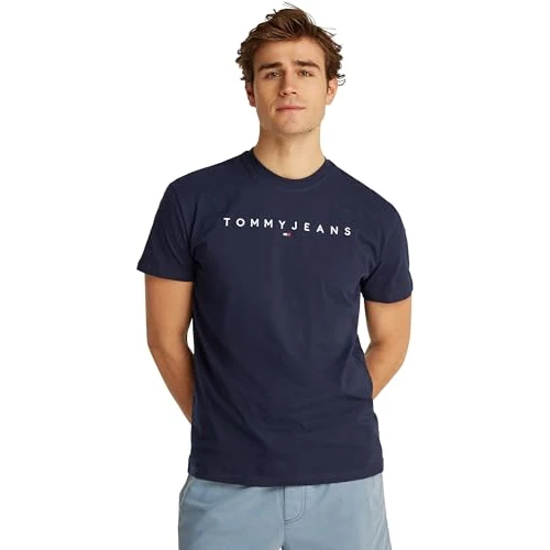 Offre limitee: Tommy Jeans T-Shirt Homme Manches Courtes Linear Logo Coton, Bleu (Dark Night Navy), L de 34.90 EUR a 29.90 EUR (economie 14%)