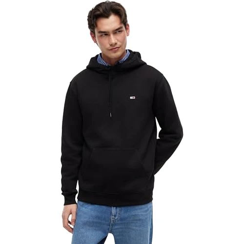 Tommy Jeans Heren TJM REG S VLAG FLEECE HOODIE DM0DM20742BDS006 Zip Through Hoodie, Zwart (Zwart), XXL, Zwart (zwart), XXL
