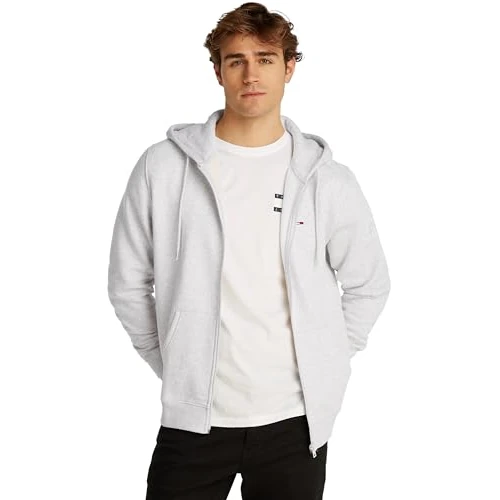 Tommy Jeans Hoodie con Cremallera Hombre Flag Zip Thru con Capucha
