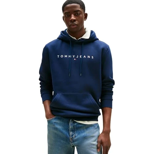 Tommy Jeans Heren TJM REG LINEAR LOGO HOODIE EXT DM0DM20746C1G003 Pullover Hoodie, Blauw (Dark Night Navy), M, Blauw (Donker Nacht Marine), M
