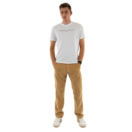 Tommy Jeans Koszulka męska TJM REG Linear Logo TEE EXT DM0DM20744C1G002 S/S T-shirt, Biały (biały), S