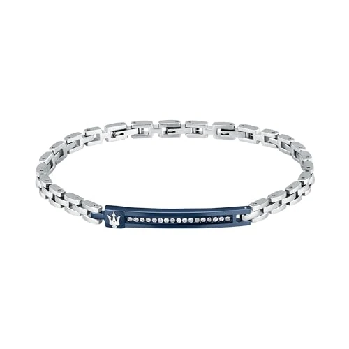 Maserati Bracciale Uomo in Acciaio, Cristalli, Collezione Iconic - JM224AVD40