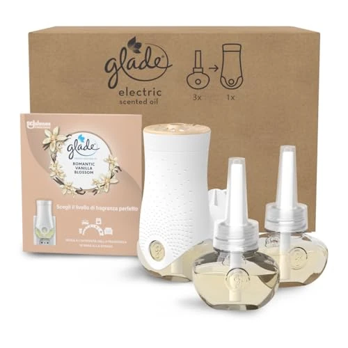 Glade Elektrischer Raumduft mit ätherischen Ölen, Vanilleduft, 1 Diffusor und 3 Nachfüllpackungen