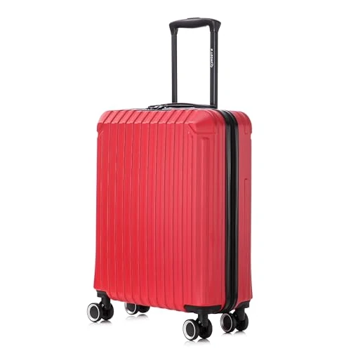 R.Leone Valigia Trolley Bagaglio a mano 55x40x20cm Rigido Ultraleggero in ABS 4 Ruote Autonome 3N (2208 55X40X20cm, Rosso)
