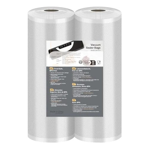 Oferta limitada: Bolsas Vacío Alimentos, Rollos al Vacio para Envasadora al Vacío, 2 Rollos 28×600 cm Envasado al Vacio Reutilizables, Bolsas para la Sous Vide Cocina y Conservación de Alimentos, Sin BPA de 14.49 EUR a 14.49 EUR (ahorro 0%)