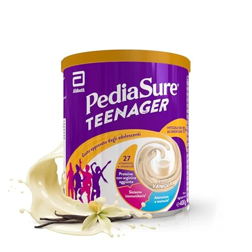 PediaSure Teenager, Integratore per Adolescenti Multivitaminico con Vitamine, Minerali, Proteine, per Difese Immunitarie, Sviluppo Ossa, Attenzione e Memoria, Benessere della Pelle, 400 g, Vaniglia