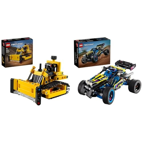 LEGO Technic Off-Road Race Buggy, Car Vehicle Toy for Boys and Girls aged 8 Plus Years Old & Technic Heavy-Duty Bulldozer Set, Construction Vehicle Toy for Kids