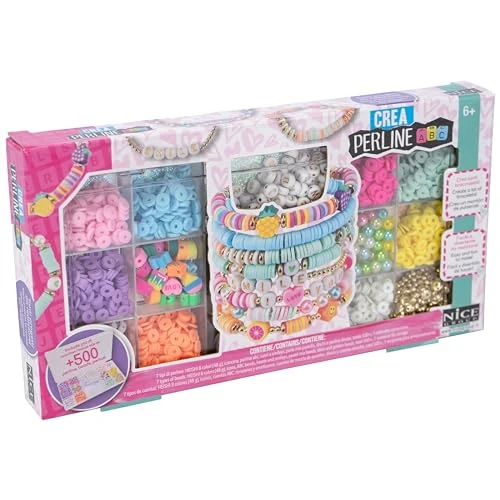 Nice Group - Perline ABC Heishi Pop 500, Kit di Perline colorate e multiformi