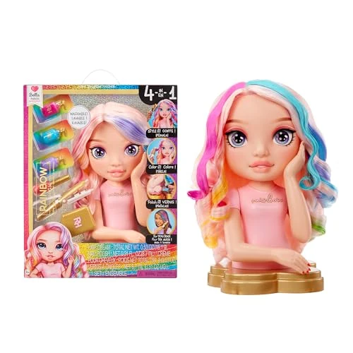 Limited-time offer: Rainbow High Styling Head - 33 cm Bella - 4-in-1 Playset with Washable Hair Creams, Nail Polish, Brush, & Hair Colouring Tool, Style, Colour, and Polish, Rinse & Repeat, For Kids 4-12 Years Old from 29.99 £ to 25.99 £ (save 13%)