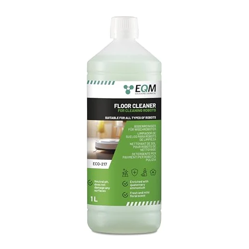 Offerta a tempo: EQM - ECO-217 - Detergente per Robot Lavapavimenti - 1L - Valido per Qualsiasi Superficie grazie al Suo pH Neutro - Aroma Floreale - Packaging May Vary - 5% da 8.85 € a 8.41 €