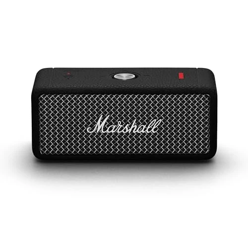 Offre limitee: Marshall Emberton II Enceintes Bluetooth Portables, sans Fil, IP67 Résistant à la Poussière et à l'eau, Plus de 30 Heures de Lecture, Charge Rapide - Noir & Acier de 179.00 EUR a 99.00 EUR (economie 45%)