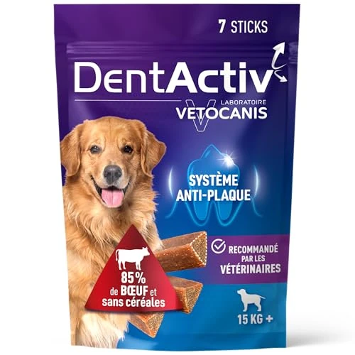 Offerta a tempo: Vetocanis | Dentactiv | Stick Dentale | Dolcetti per cani gourmet | Igiene e Salute | Ricco di Carne | 85% di Pollo | Consigliato dai Veterinari | Cane 2-15kg - 0.00% da 3.69 € a 3.69 €