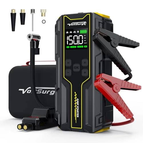 Offerta a tempo: Avviatore Emergenza per Auto, 7000A Booster Avviamento Auto/Moto con Compressore da 150PSI, 12V Avviatore Batteria Jump Starter (Fino a 10L Benzina e 8L Diesel) DisplayDoppia USB, Torcia a LED - 14% da 48.85 € a 41.89 €